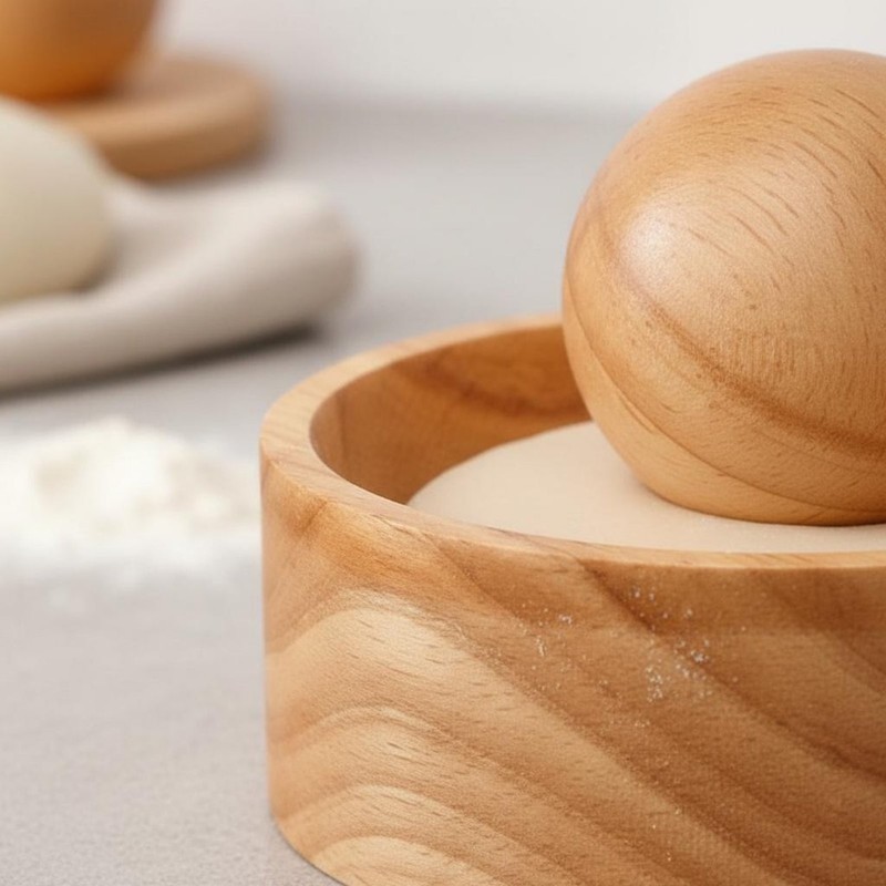 Wooden Dumpling Wrapper Press Quick Shaping Wooden Pastry Presser Polished gallery