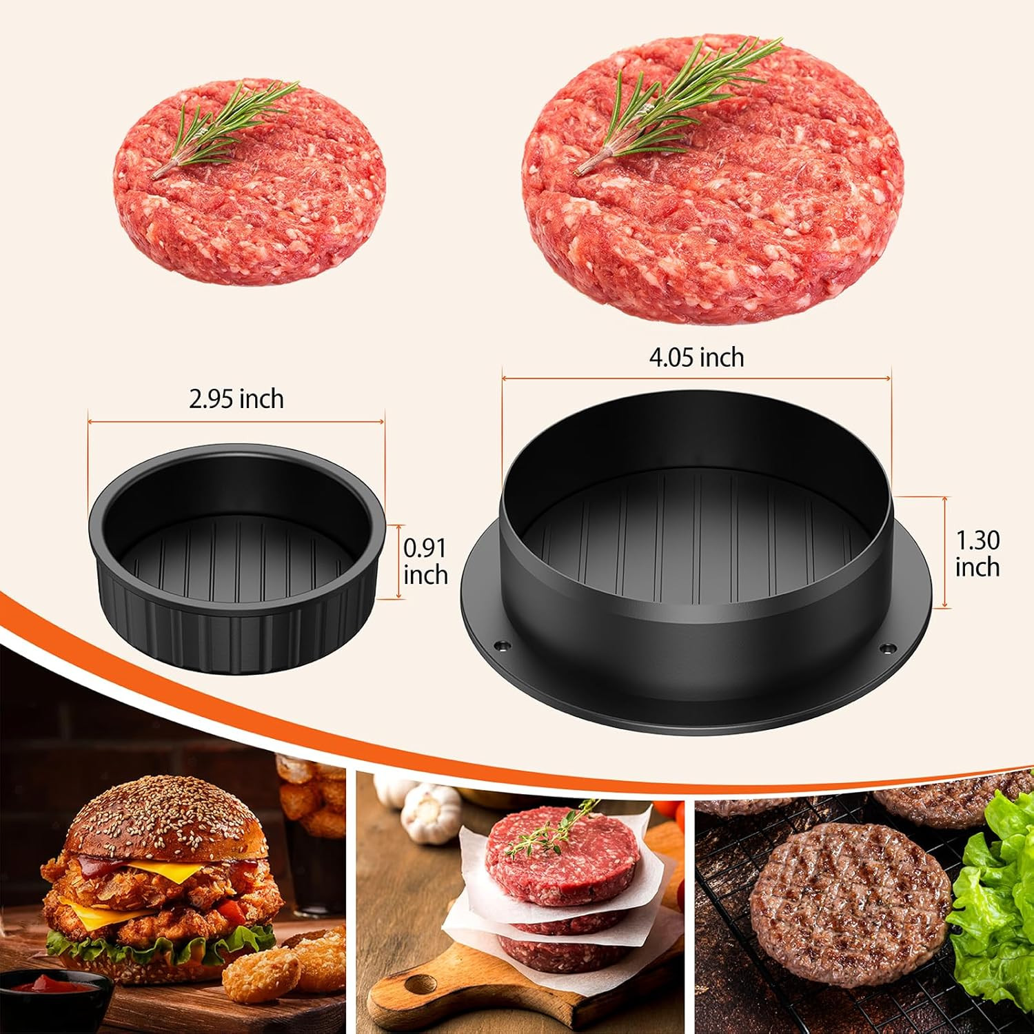 Hamburger Press, 4-In-1 Burger Press Patty Maker Slider, Stuffed Burgers Sandwic gallery