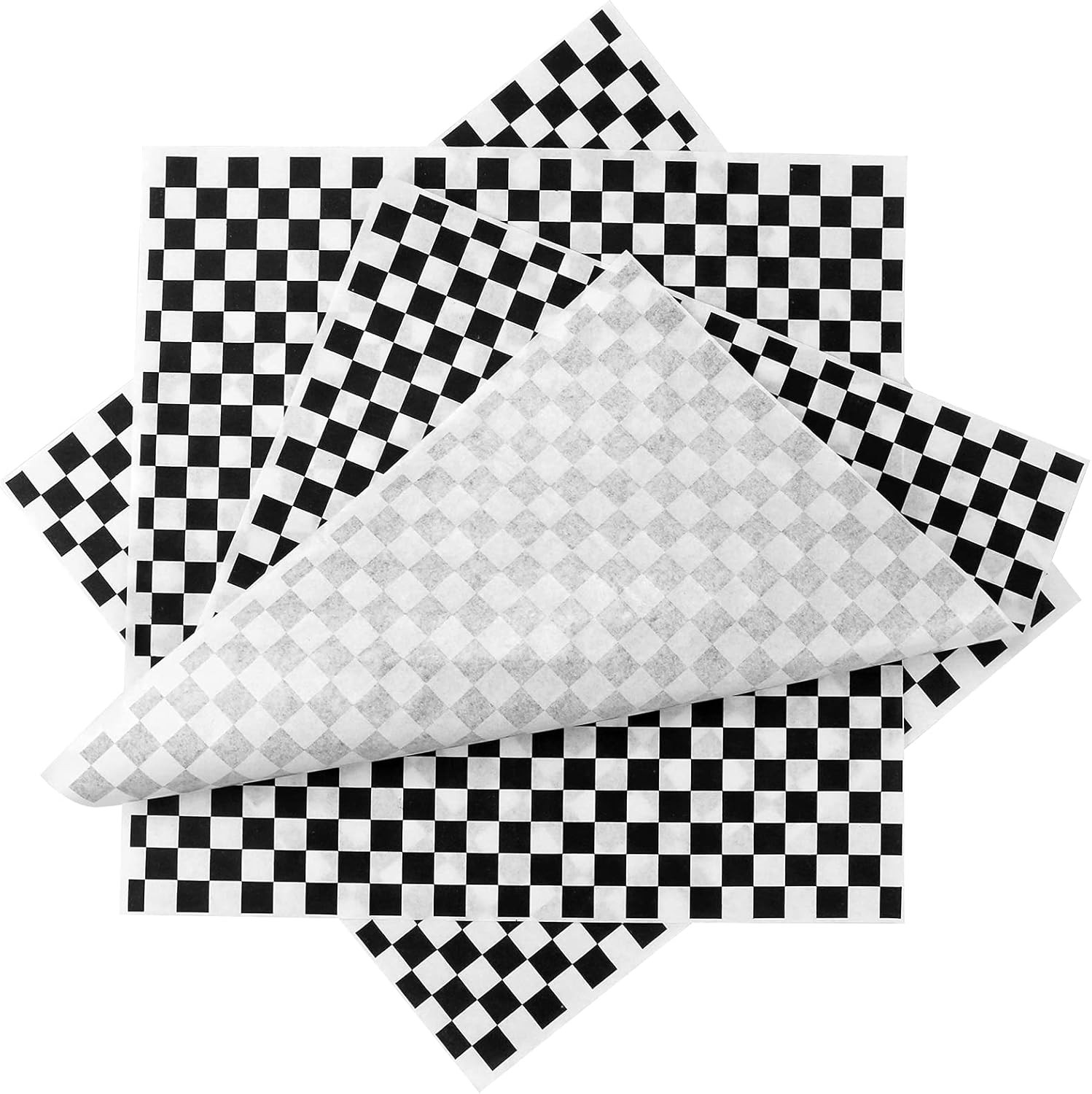 Oomcu 200 Sheets Black and White Checkered Dry Waxed Deli Large, Black/White gallery