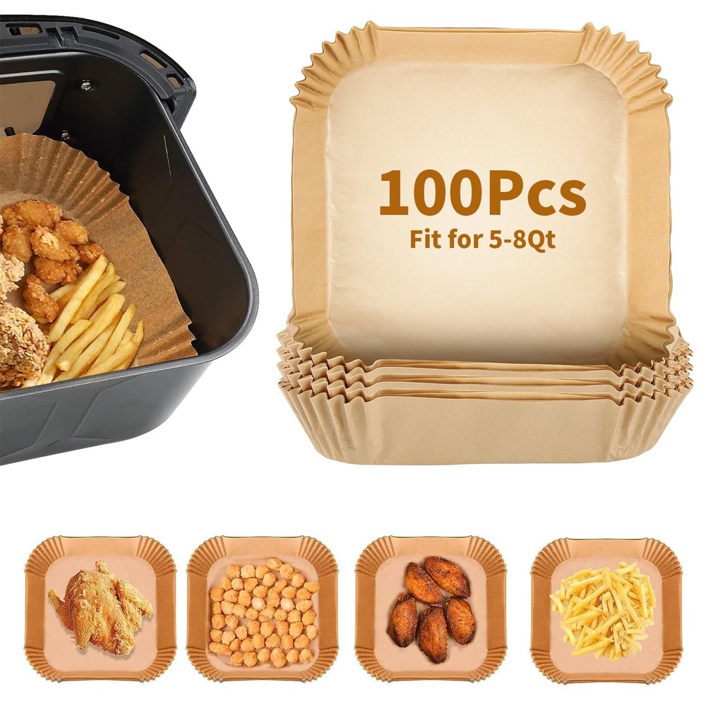 Air Fryer Liners Disposable 100PCs One Size, Square