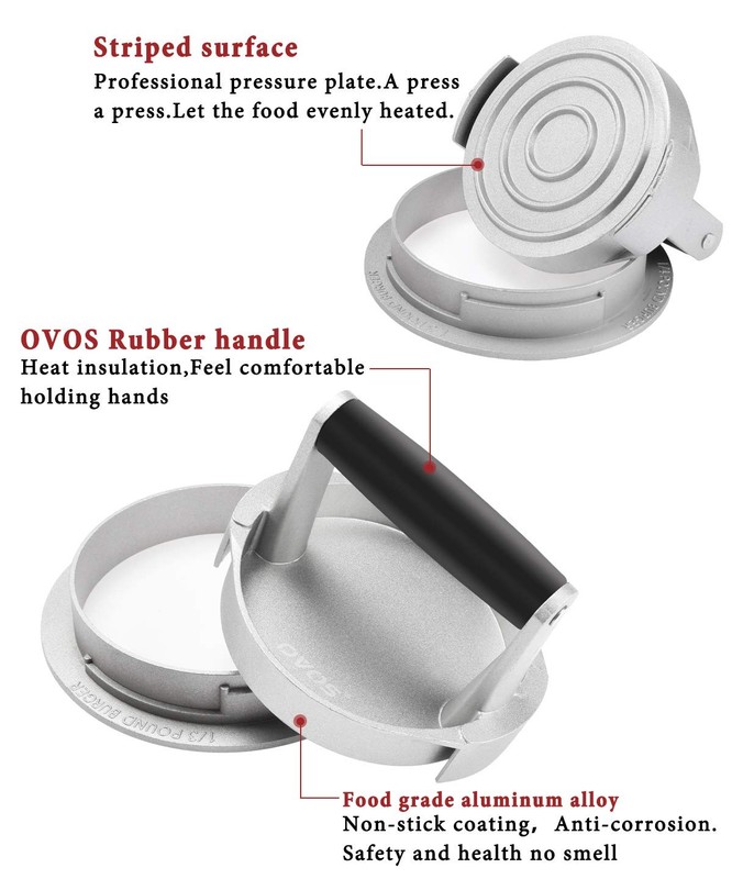 3 in 1 Adjustable Hamburger Burger Press Aluminum Patty Maker 100 PCS Papers gallery