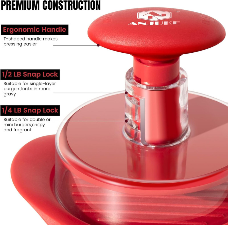 Burger Press, 2-In-1 1/4 Lb & 1/2 Lb Hamburger Patty Maker, Easy-Release Patty M gallery