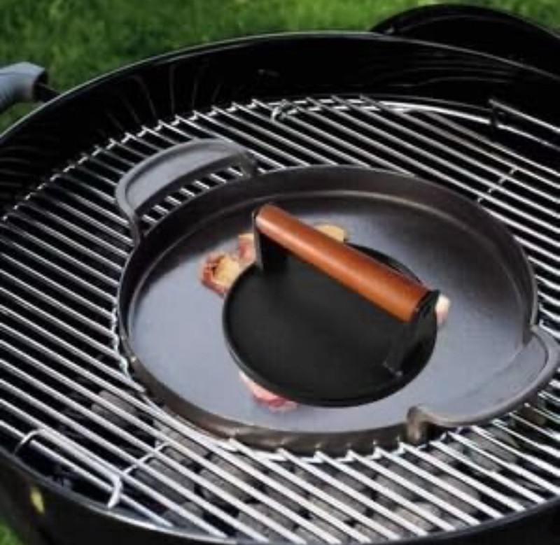 Fire grill Heavy-duty Cast Iron Burger Press New In Box gallery