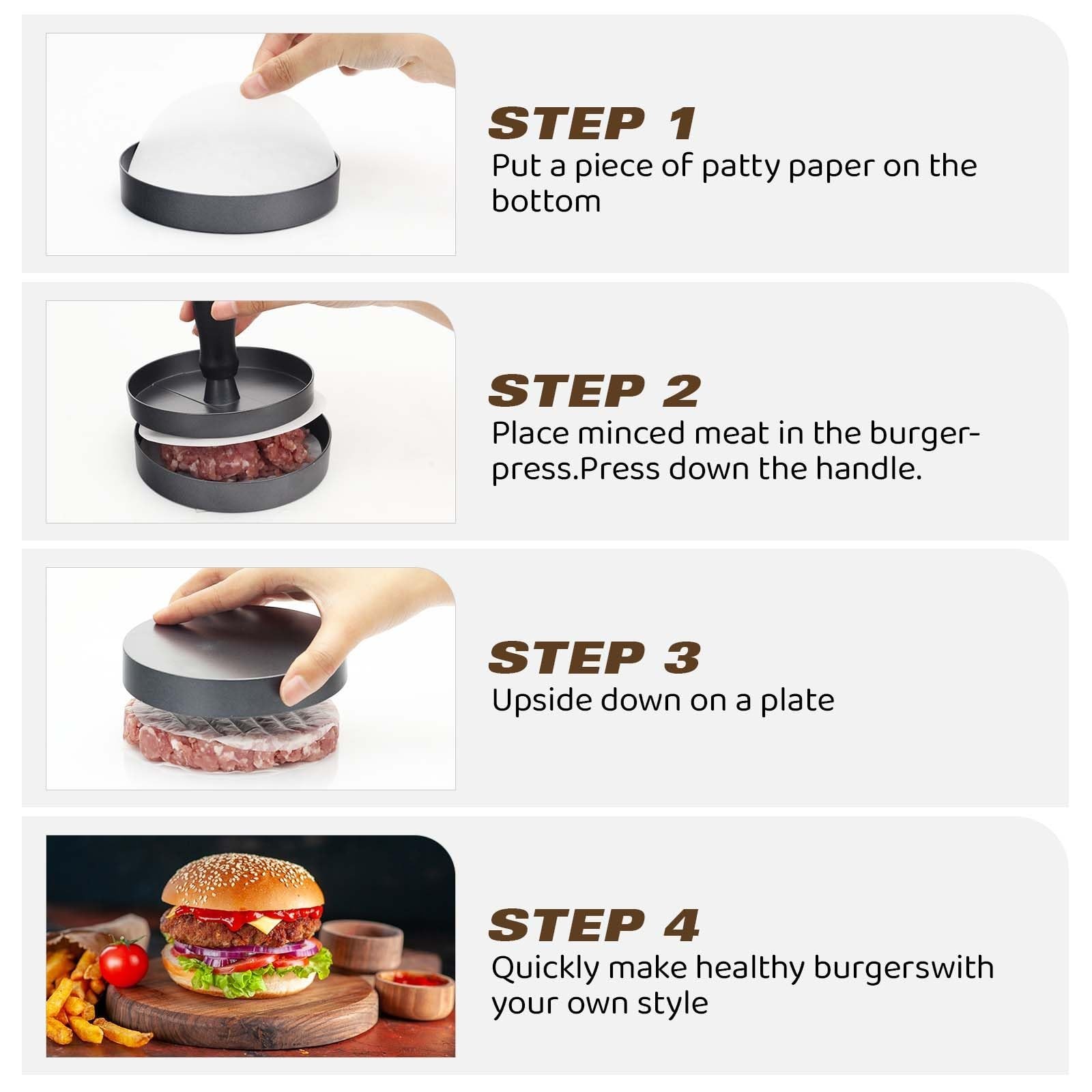 Burger Press 200 Patty Papers Aluminum Burger Press Patty Maker Meat Beef Che... gallery