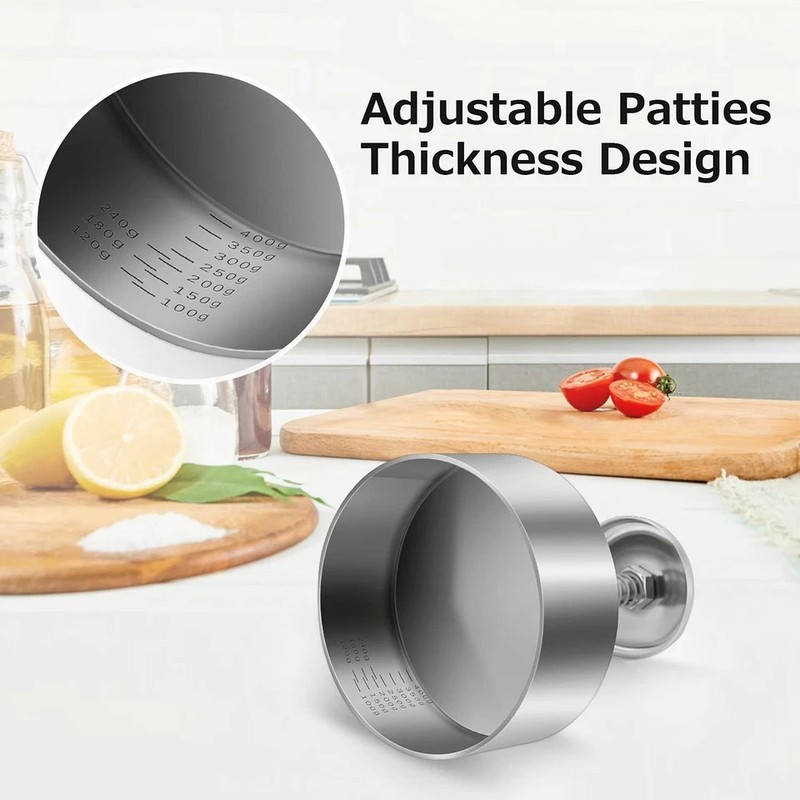 Burger Press, Stainless Steel Adjustable Hamburger Meat Press, Non Stick Patt... gallery