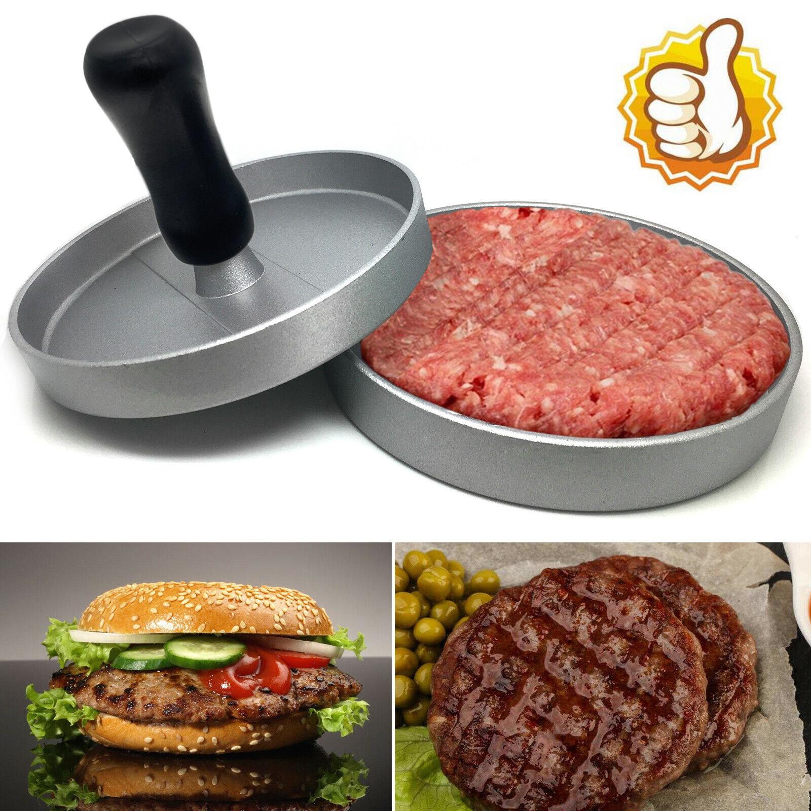Hamburger Patty Maker Grill Press Large Round Burger Metal Mould Cooking Tools gallery