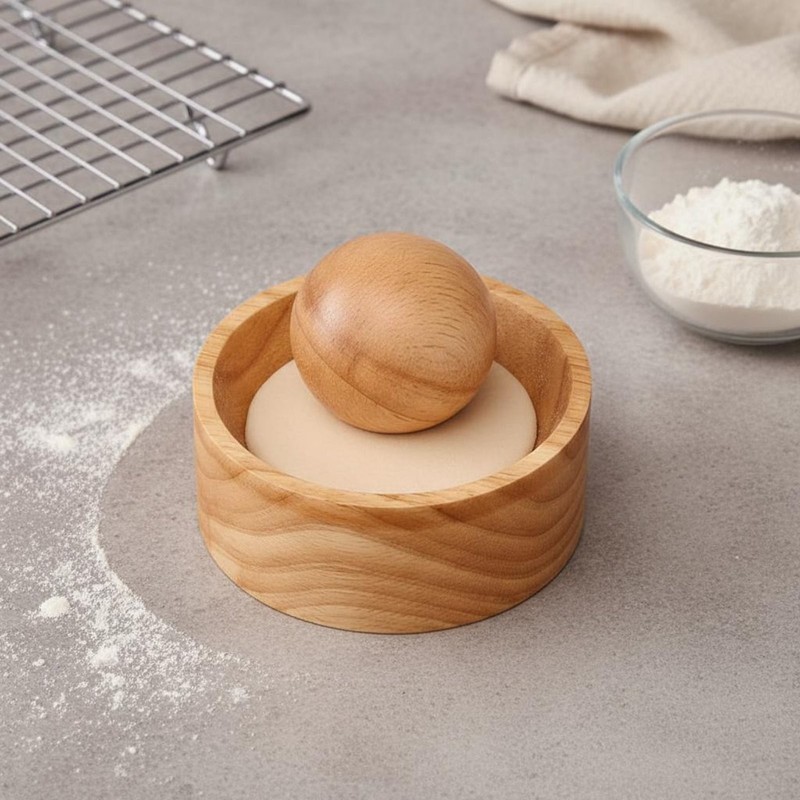 Wooden Dumpling Wrapper Press Quick Shaping Wooden Pastry Presser Polished gallery