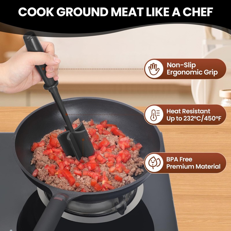 CUNSENR Premium Meat Chopper - 5 Curve Blade Ground Beef Original, Black gallery