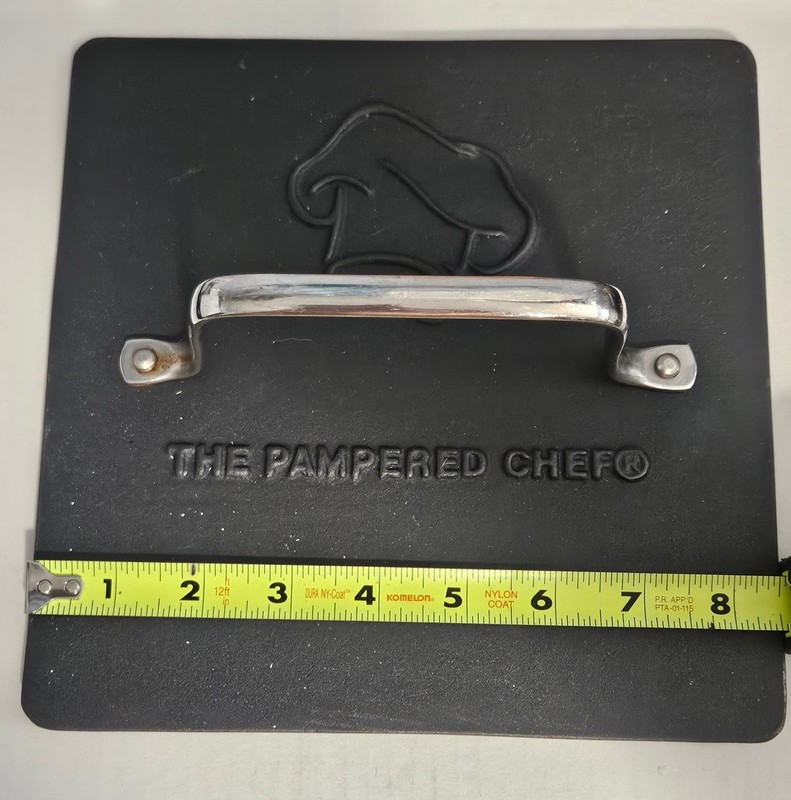 Pampered Chef Cast Iron Grill Press #2875 8.5 X 8.5 Burgers Or Bacon gallery