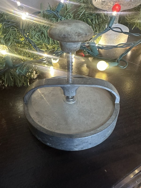 Androck Vintage Metal Burger Press Round Sizeable Hamburger gallery