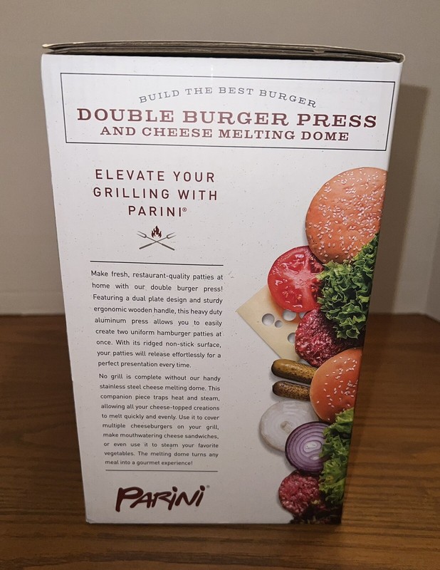Parini Grilling Double Non-Stick Burger Press & Cheese Melting Dome 8.75" NIB gallery