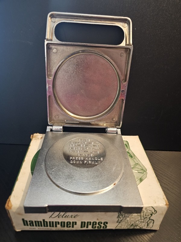 Kitchen-Quip Vintage Chrome Plated Deluxe Hamburger Press gallery