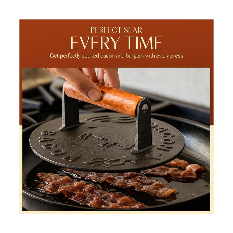 Heavy-Duty Cast Iron Burger Press 7 Inch Round Burger Smasher, ... USA FAST SHIP gallery