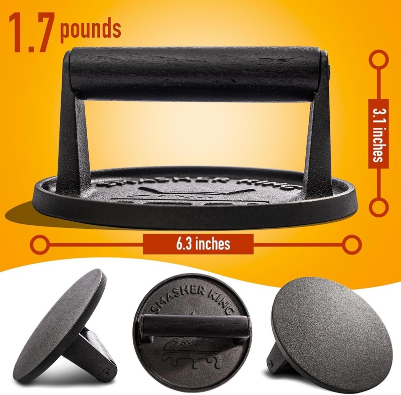 SMASHER KING™ - Premium Cast Iron Smash Burger Press incl. 25 pcs of Patty... gallery