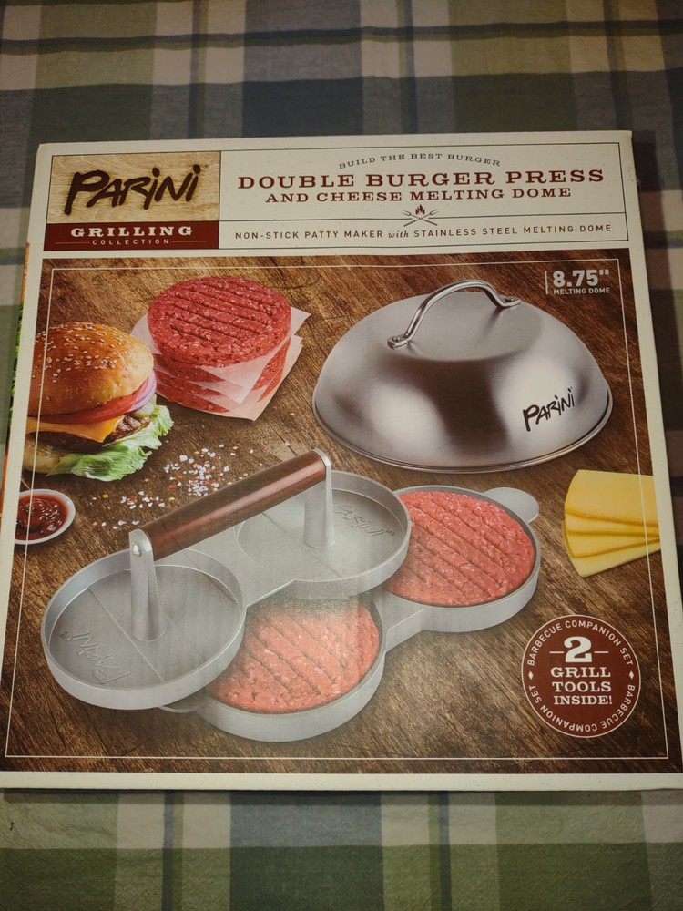 Parini Double Burger Press And Cheese Melting Dome