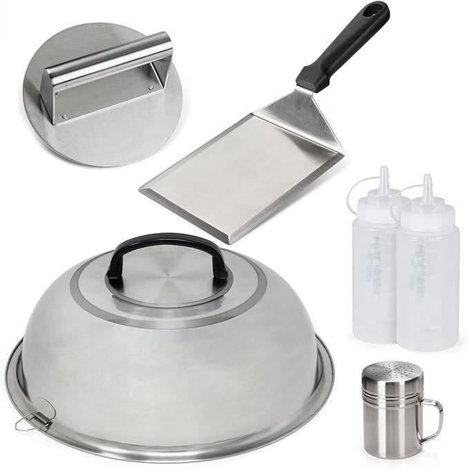 Kit para hacer hamburguesas aplastadas prensa para hamburguesas tapa para rociar gallery