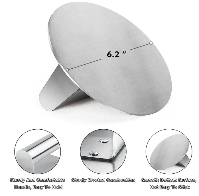 6.2"Stainless Steel Burger Press Smasher Grill Griddle BBQ Flat Top Cooking Tool gallery