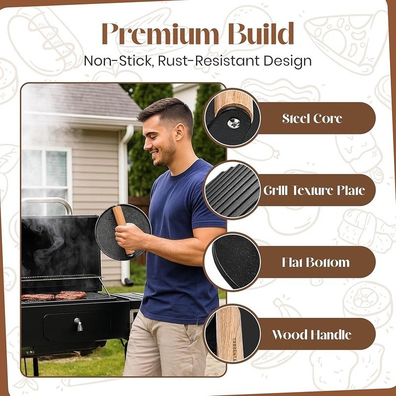 3-in-1 Cast Iron Burger Press Tool Set Spatula Patty Maker Gift Box BBQ Griddle gallery