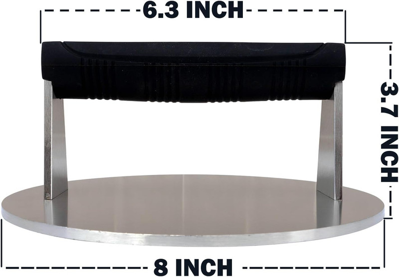Stainless Steel Burger Smasher 3.25 LB – 8 Inch Steak Weight for Smash Burgers, gallery