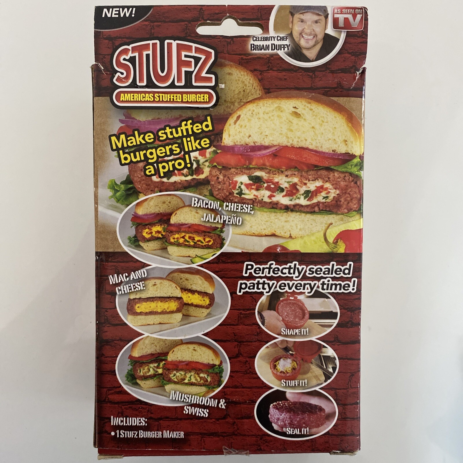 StufZ Burger Press As seen On TV, Make Stuffed Burgers Like a Pro-New Sealed Box gallery