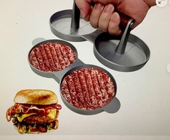 Double Aluminum Hamburger Press Patty Maker – Two 4.5-Inch Molds – Exc. Cond.