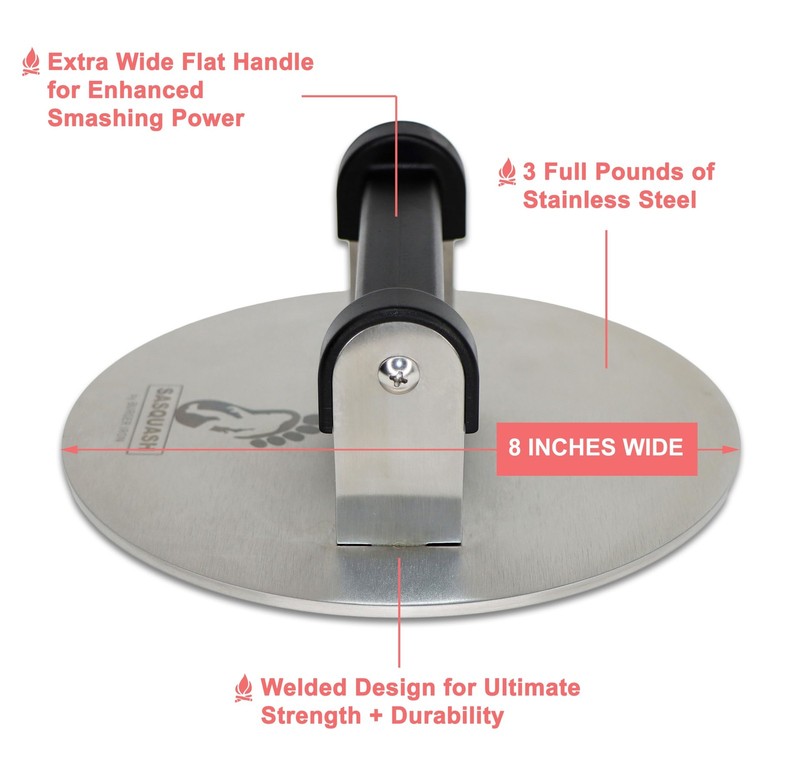 Stainless Steel Burger Smasher - 8 in Wide Grill Press for Perfectly Smashed gallery