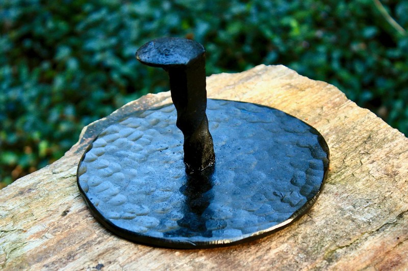 Hand Forged Carbon Steel Jumbo Hamburger Press With Railroad Spike gallery