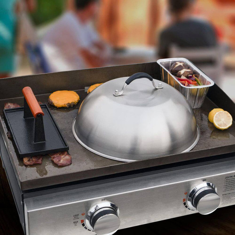 Specialty Tool Cast Iron Griddle Press with 12 In. Stainless Steel Melting Dome gallery