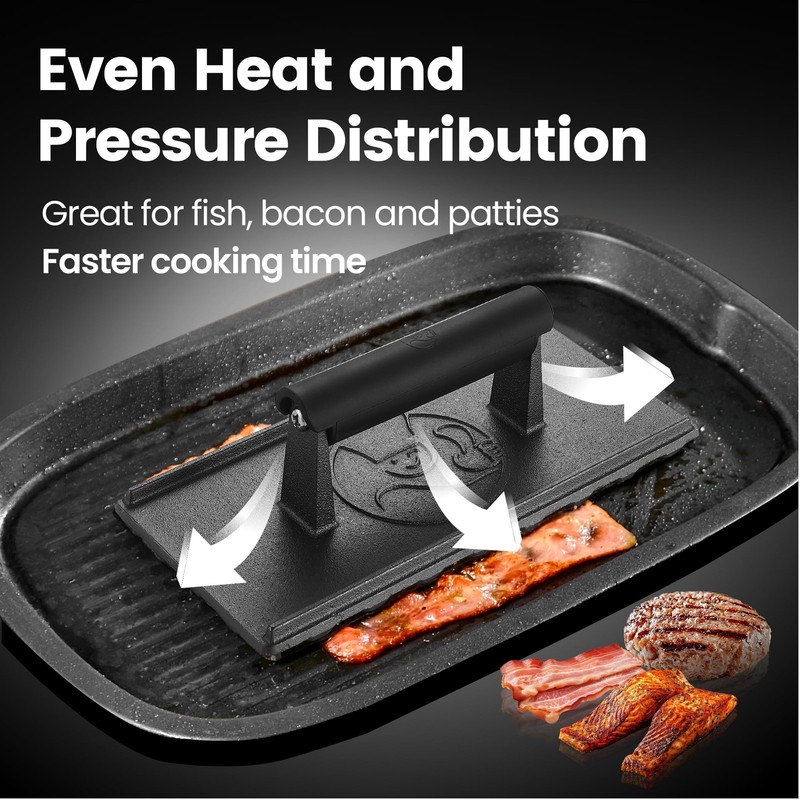 3lb Cast Iron Grill Press, Heavy Duty Smash Burger Press for Griddle Heat Res... gallery