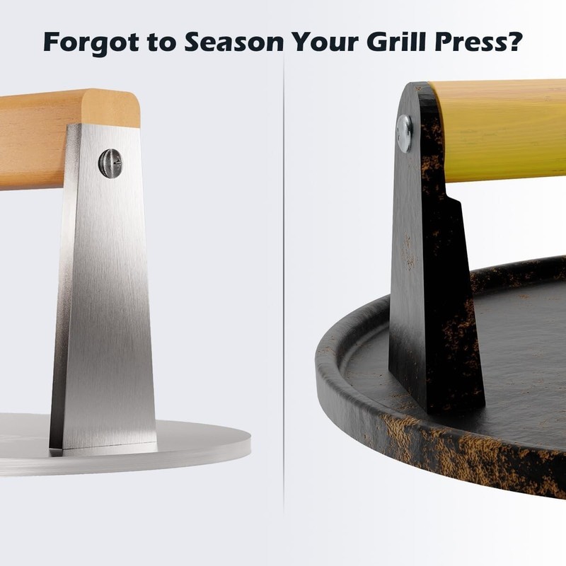 9-Inch Flat-Bottom Stainless Steel Press for Even Cooking - Sturdy Construction gallery