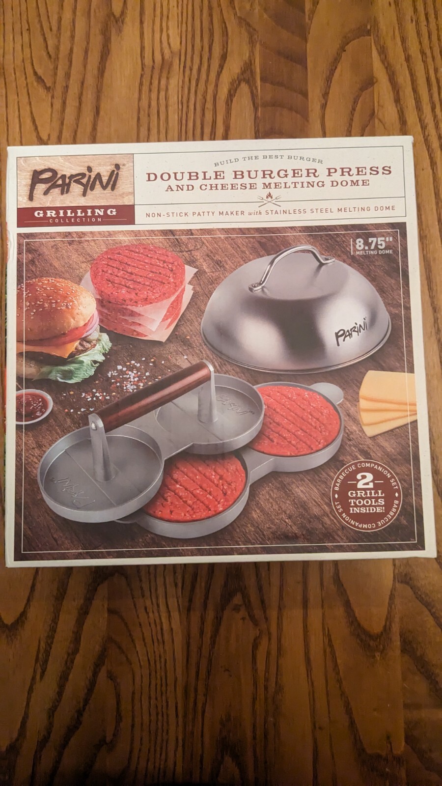Double Burger Press and Cheese Melting Dome Non Stick Parini gallery