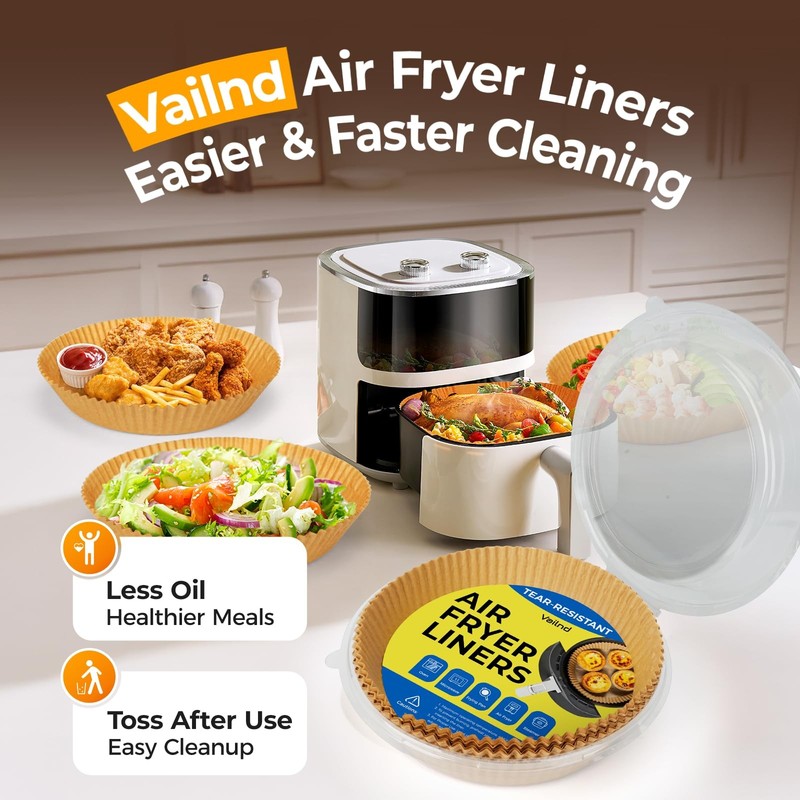 125Pcs 8 Inch Round Air Fryer Liners Disposable, Non-Stick 8"Round, Natural gallery