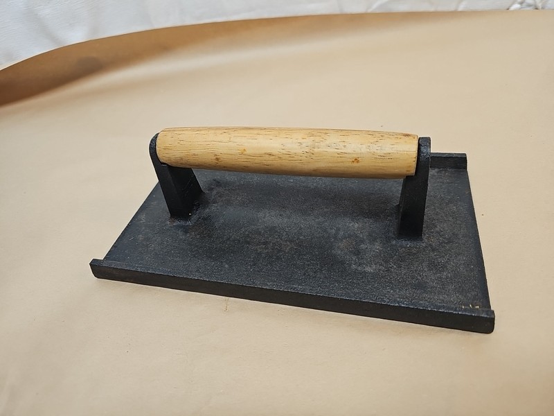 VTG Cast Iron Grill Press w/ Wooden Handle Heavy Duty Square Meat Bacon Weight gallery