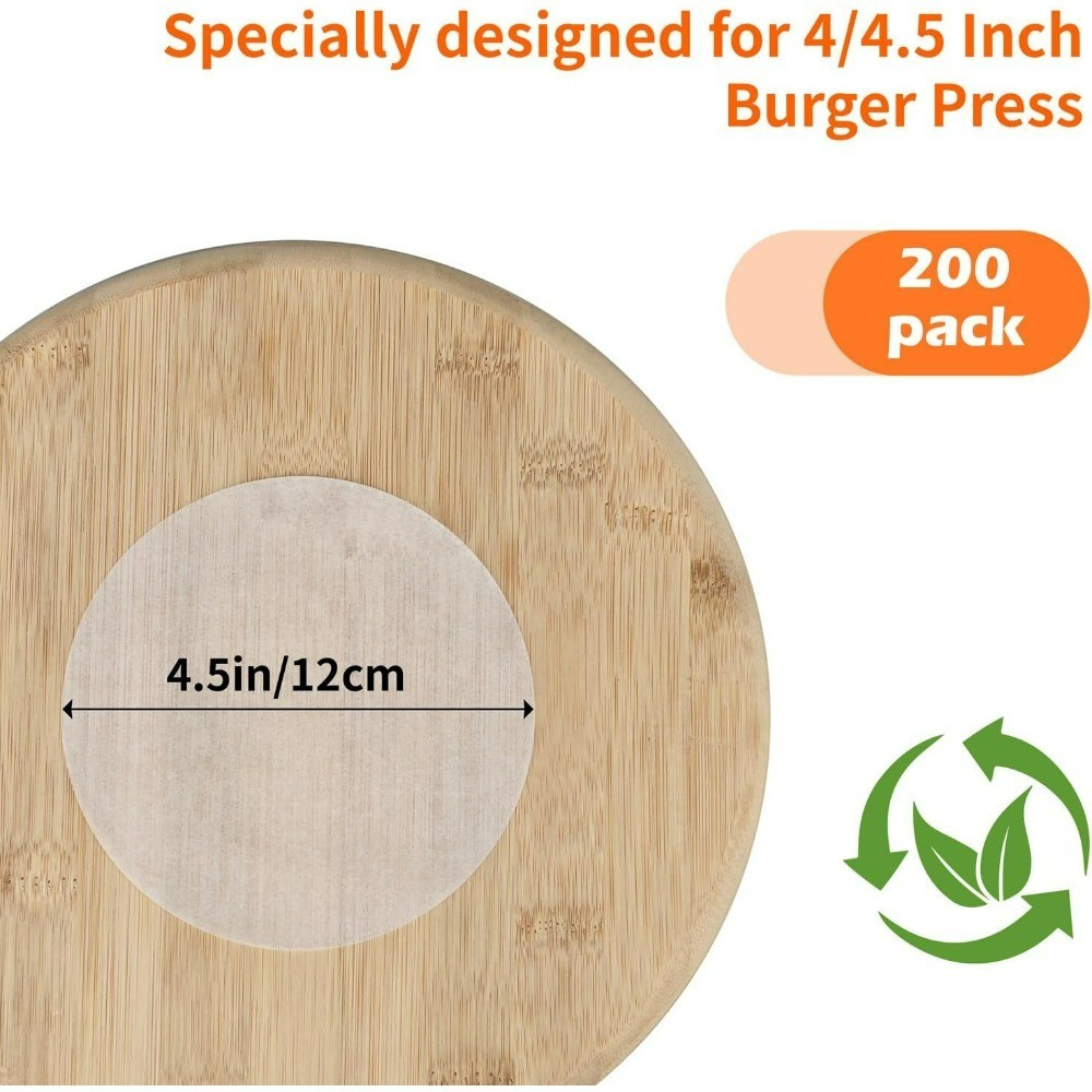Precut 4.5 Inch Parchment Paper Sheets for Burger Press 200pcs Patty Separator gallery