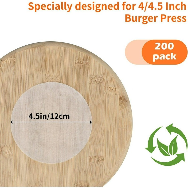Precut 4.5 Inch Parchment Paper Sheets for Burger Press 200pcs Patty Separator gallery