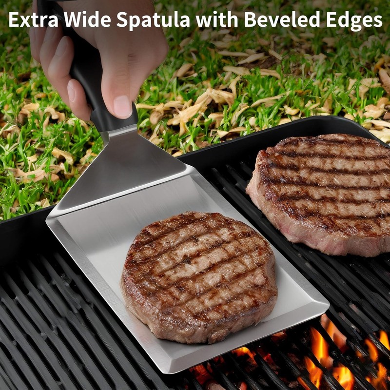 3PCS Smash Burger Press Kit - Hamburger Spatula Griddle Scraper NONSTICK gallery