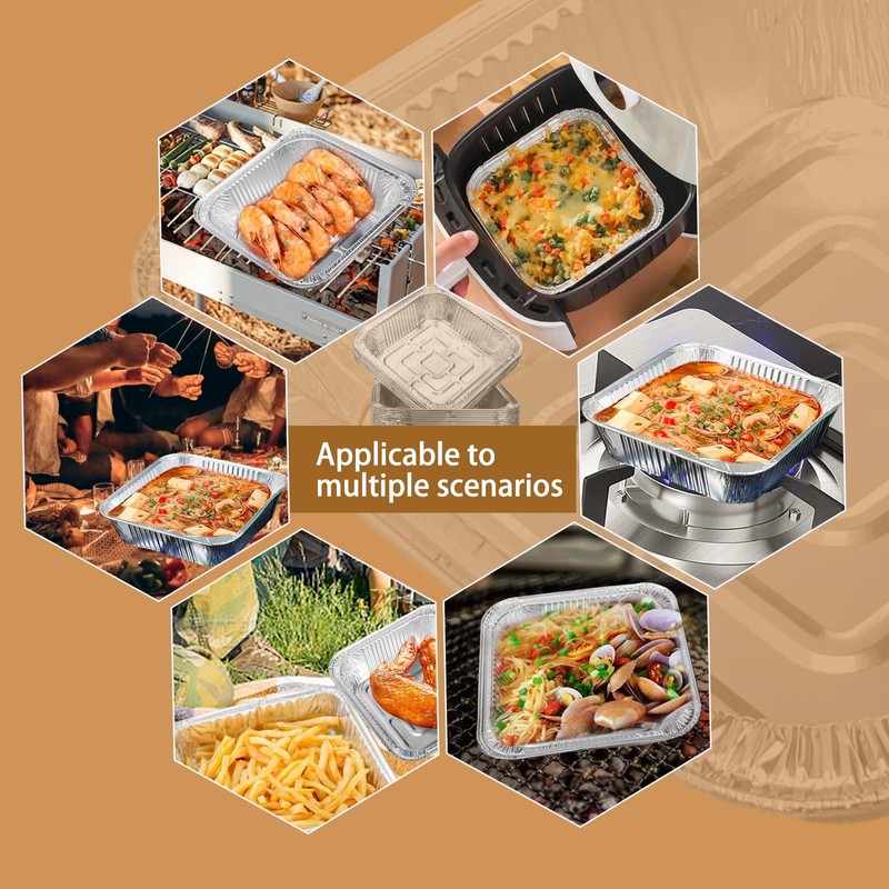 Non-Stick Disposable Air Fryer Aluminum Foil Liners 7*7 Inch-Square, Silver gallery