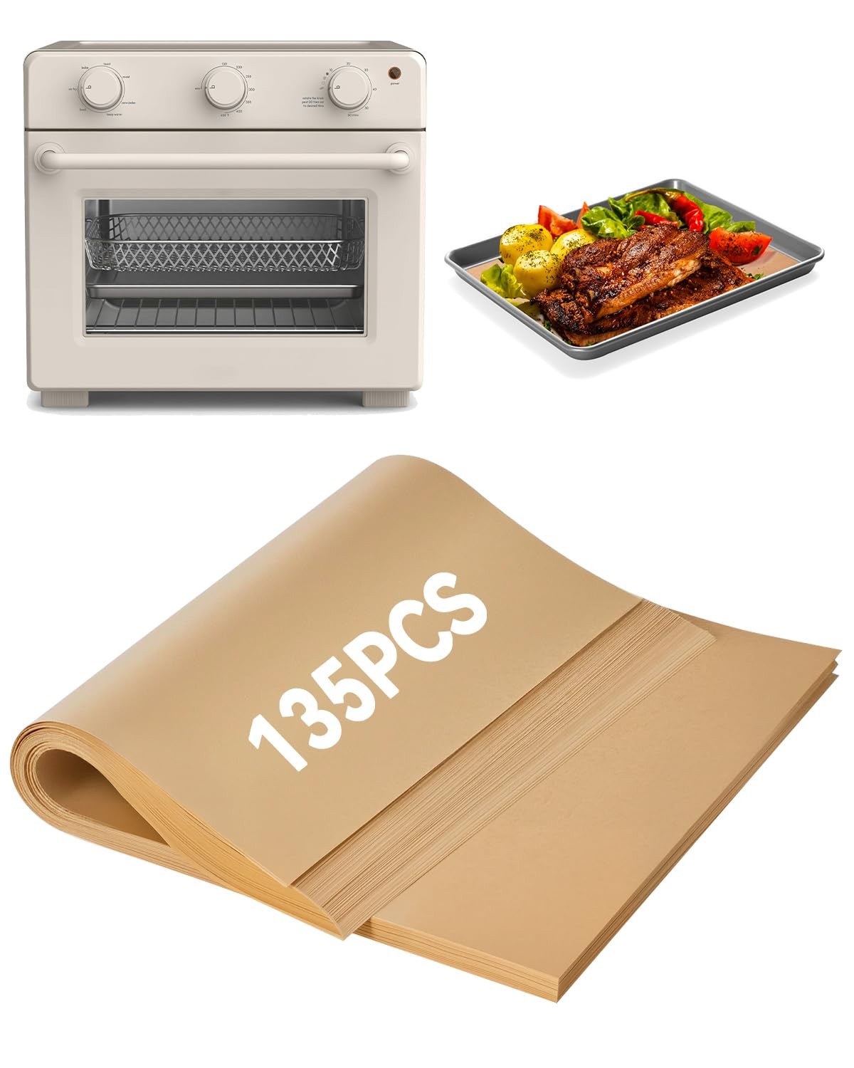 135PCs Air For Bella Fryer Toaster Oven 25QT, Unbleached Parchment Paper gallery