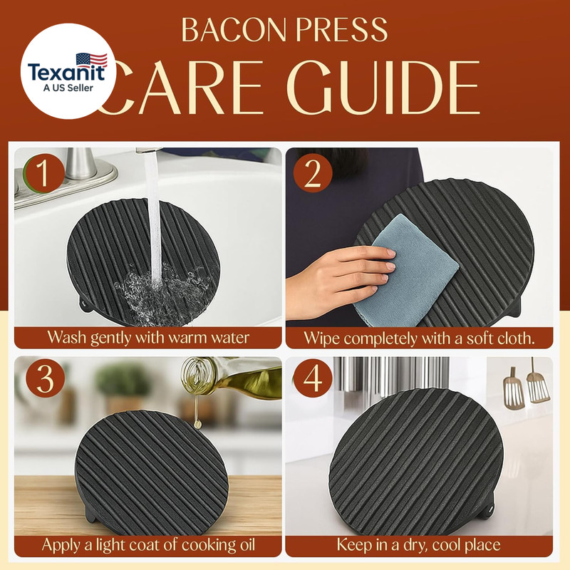 Heavy-Duty Cast Iron Burger Press 7 Inch round Burger Smasher, Grill Press for C gallery