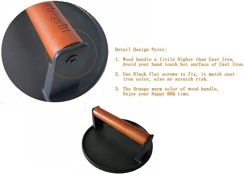 Firsgrill 2Pack Burger Press 7.08" Round,HeavyDuty Cast Iron Smash Burger Pre... gallery