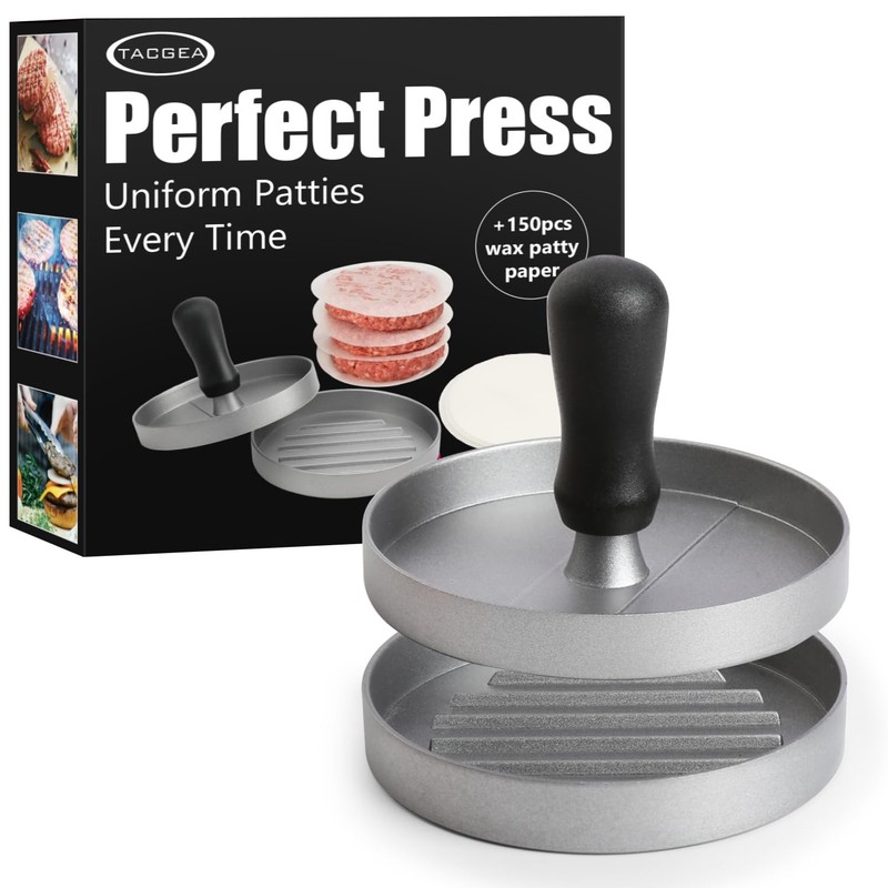 Burger Press Patty Maker 150 Wax Papers Aluminum NonStick Grill BBQ Kitchen gallery