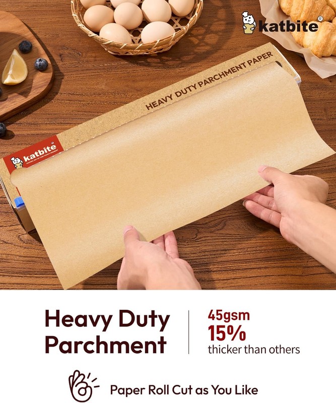 Katbite Unbleached Parchment Paper for Baking, 15 in x 15 x 210 ft, Brown gallery