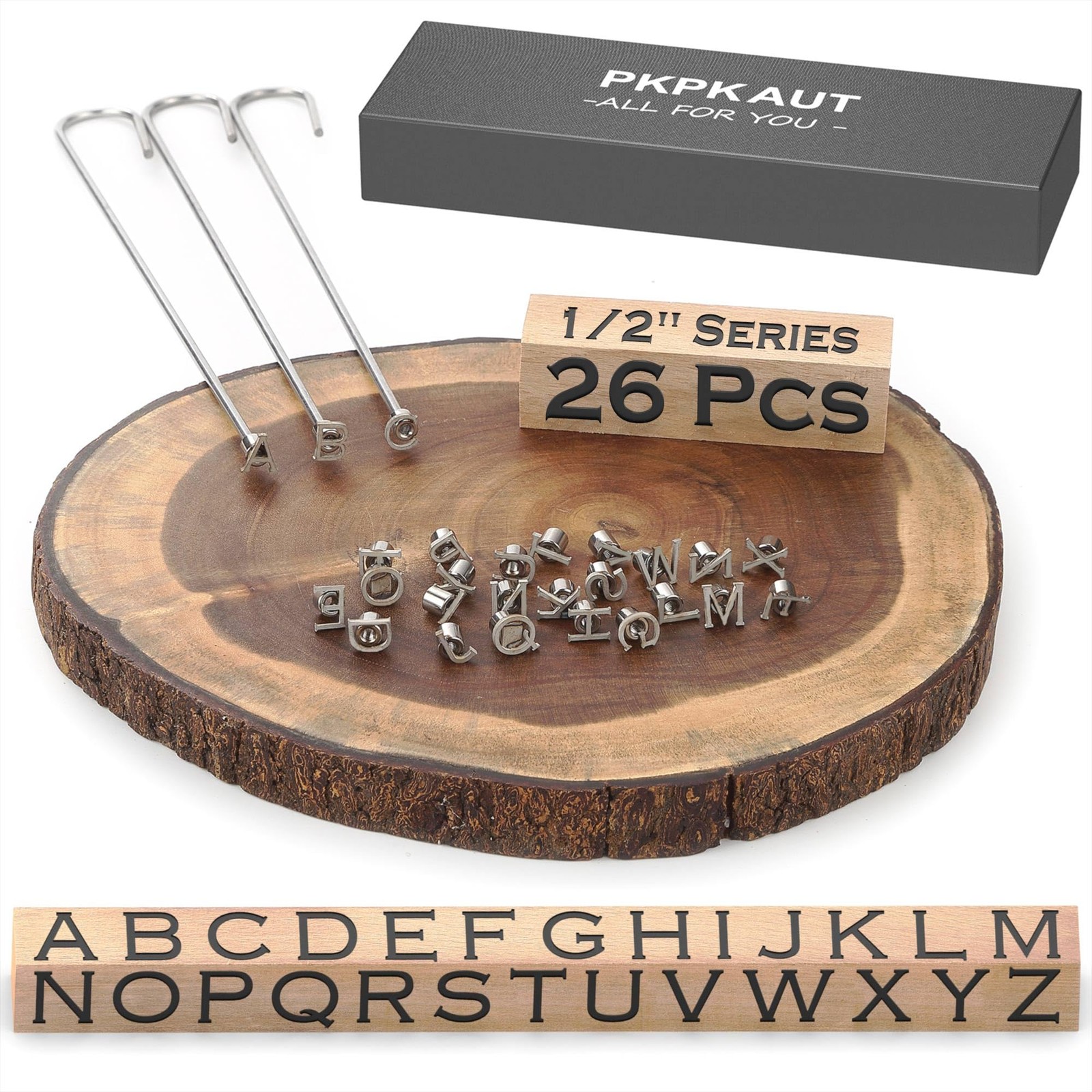 PKPKAUT 26Pcs Mini 1/2" Branding Irons, Alphabet Custom Wood Branding Iron Pe... gallery
