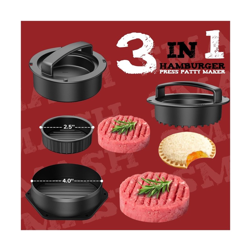 Grilliance Smash Burger Press Kit, 3 in 1 Hamburger Press Patty... Fast USA SHIP gallery