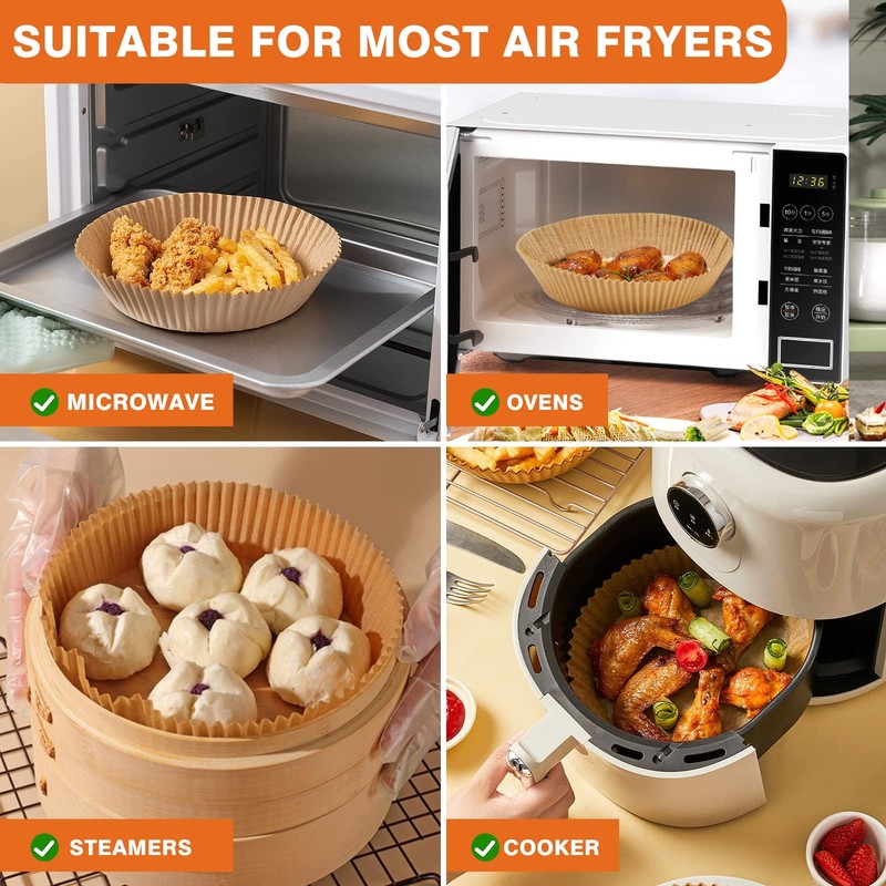 Air Fryer Liners Disposable - 50 PCS 8 Inch 8inch Round, Natural gallery
