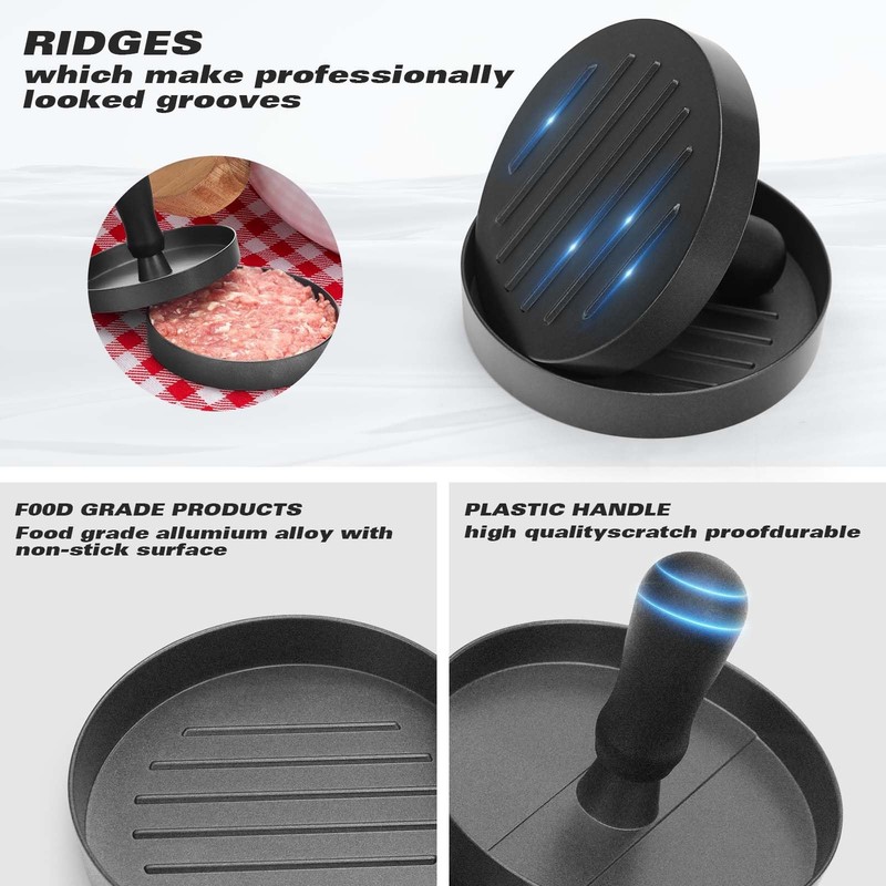 Aluminum Burger Press Patty Maker With 200 Patty Papers Meat Beef BBQ Grill gallery