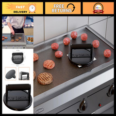 Cast Iron Burger Press 6.5″ with Wood Handle – Food-Grade Grill Press for Bacon,