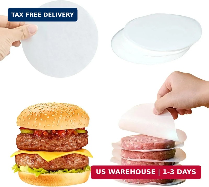 Precut 4.5 Inch Parchment Sheets for Burger Press - 200pcs Patty Separator & Bak gallery
