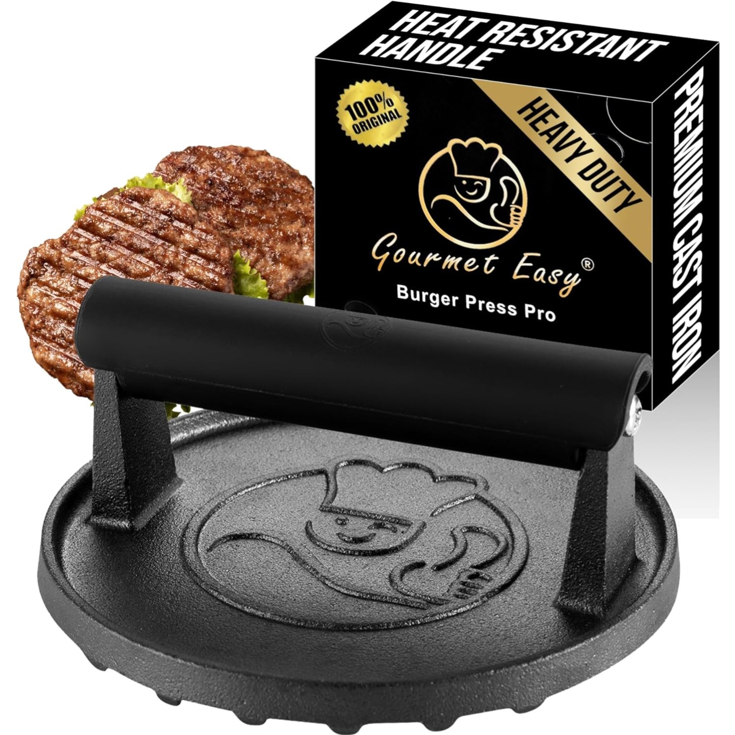 Smash Burger Press for Griddle, 5- , 2 lb Heavy Duty Burger Smasher Tool with... gallery