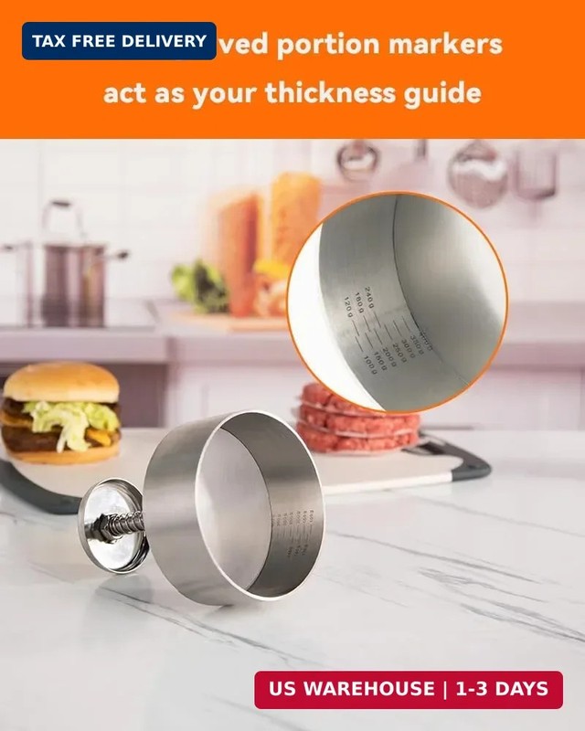 Brigii 304 Stainless Steel Burger Press - 4.5" Hamburger Patty Maker, Heavy Duty gallery